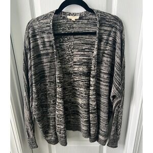 EILEEN FISHER Open Front Knit‎ Cardigan 100% Organic Linen Black Gray Size M